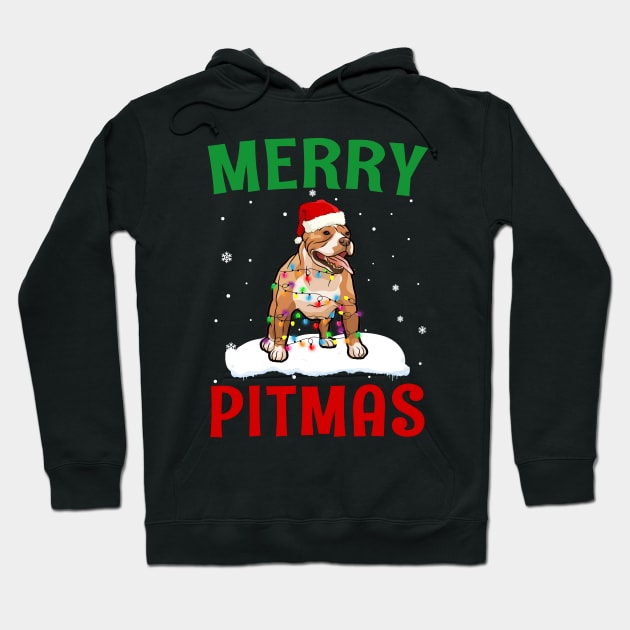 Merry Pitmas Pit bull Funny Christmas Hoodie by Dunnhlpp